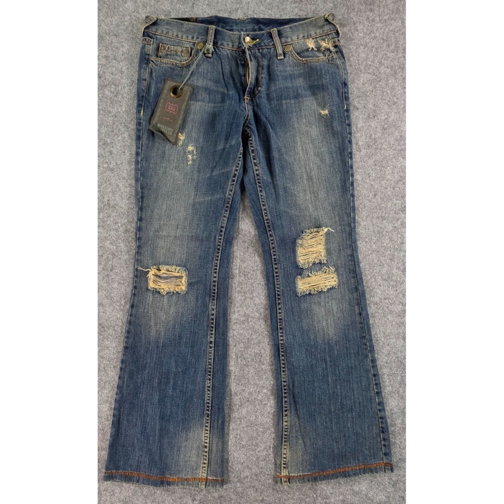 Mossimo Supply Premium Bootcut Jeans Womens 11 Juniors Denim Distressed NWT Y2K